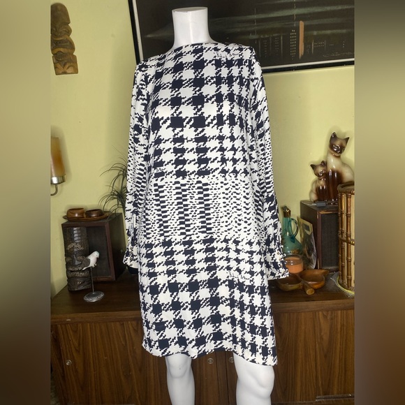 Ladies Richard Allen X houndstooth mod contemporary shift dress two tone ska - Picture 6 of 9